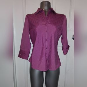 DCC Missy Dark Pink 3/4 Sleeve Button Up Shirt Sz S